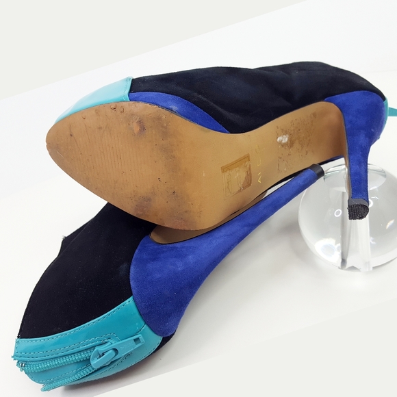 🔖Aldo💙Multicolor Suede Chunky Closed Toe Platform Booties Heels - Picture 10 of 12